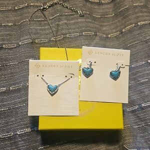 Kendra Scott Silver and Blue Heart Jewelry Set